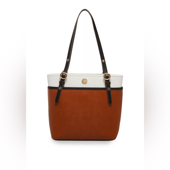 Anne Klein Classic Pocket Tote, Ginger Biscuit/Anne White/Black - Picture 1 of 7
